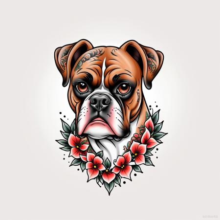 00174-4042568429-_lora_Traditional_Tattoos_0.65_ boxer dog in style of tr4dt4t, traditional tattoo, white background,.png